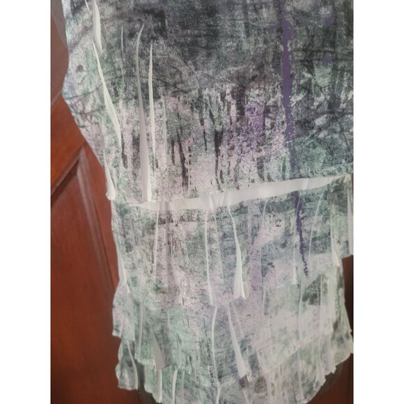 Coldwater Creek Sleeveless Abstract Layered Ruffle Tank Top S Polyester Womens - Picture 2 of 7